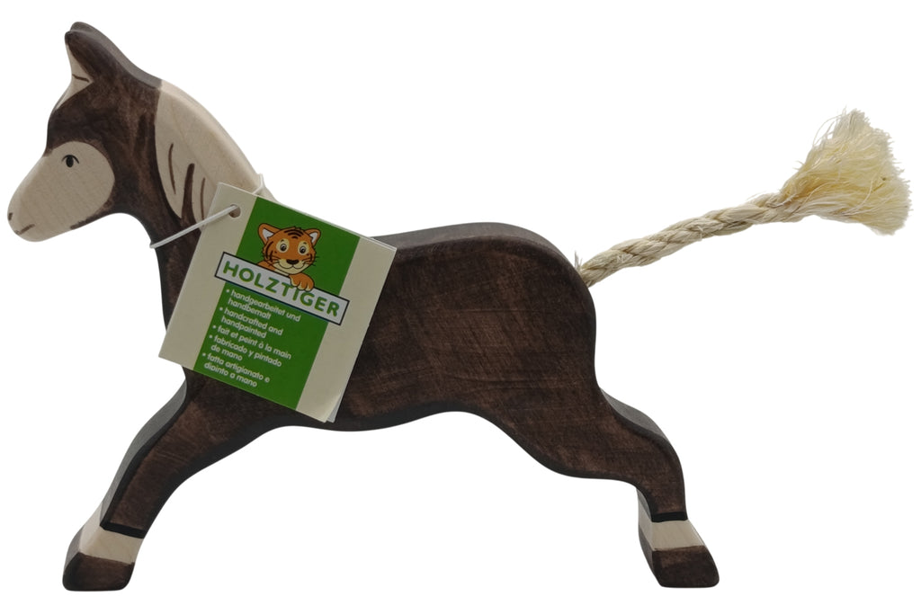 Holztiger Pferd dunkelbraun laufend