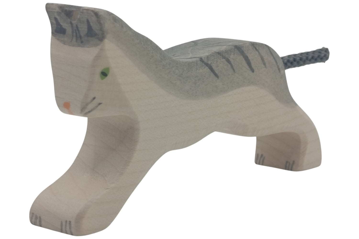 Holztiger Katze laufend grau