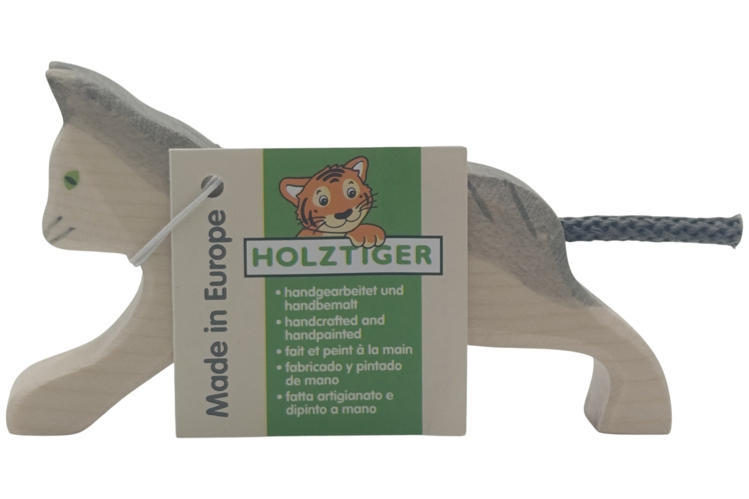 Holztiger Katze laufend grau