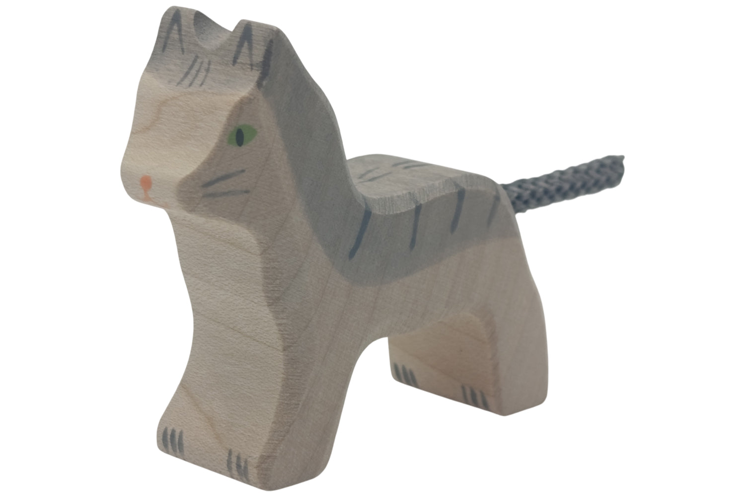 Holztiger Katze klein grau