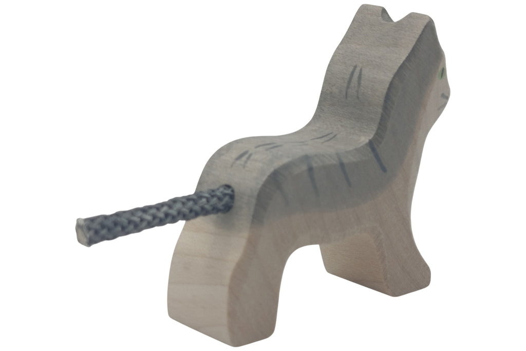 Holztiger Katze klein grau