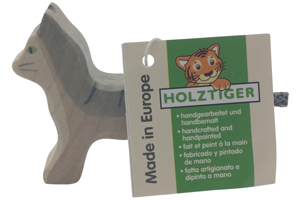 Holztiger Katze klein grau