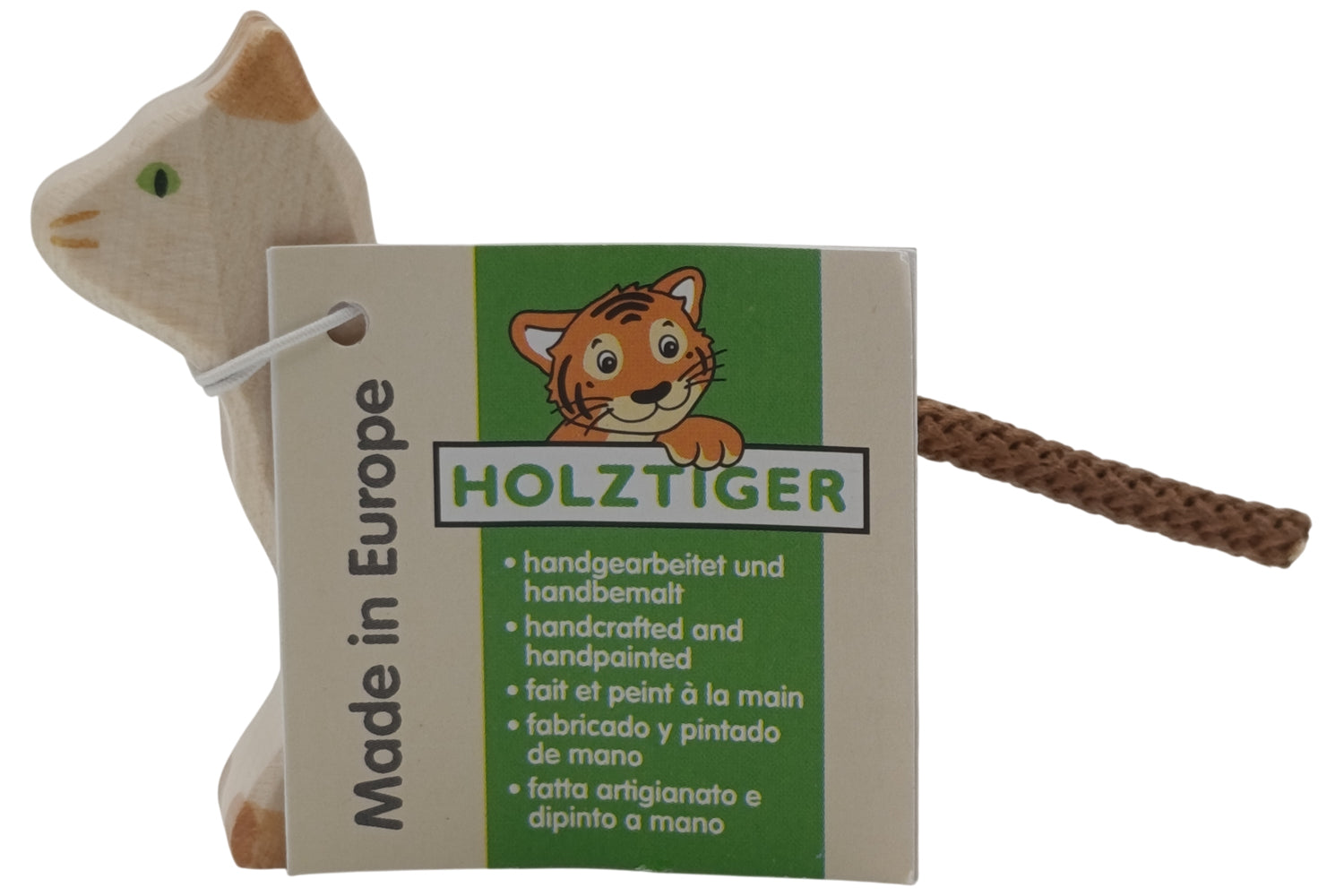 Holztiger Katze klein stehend gefleckt