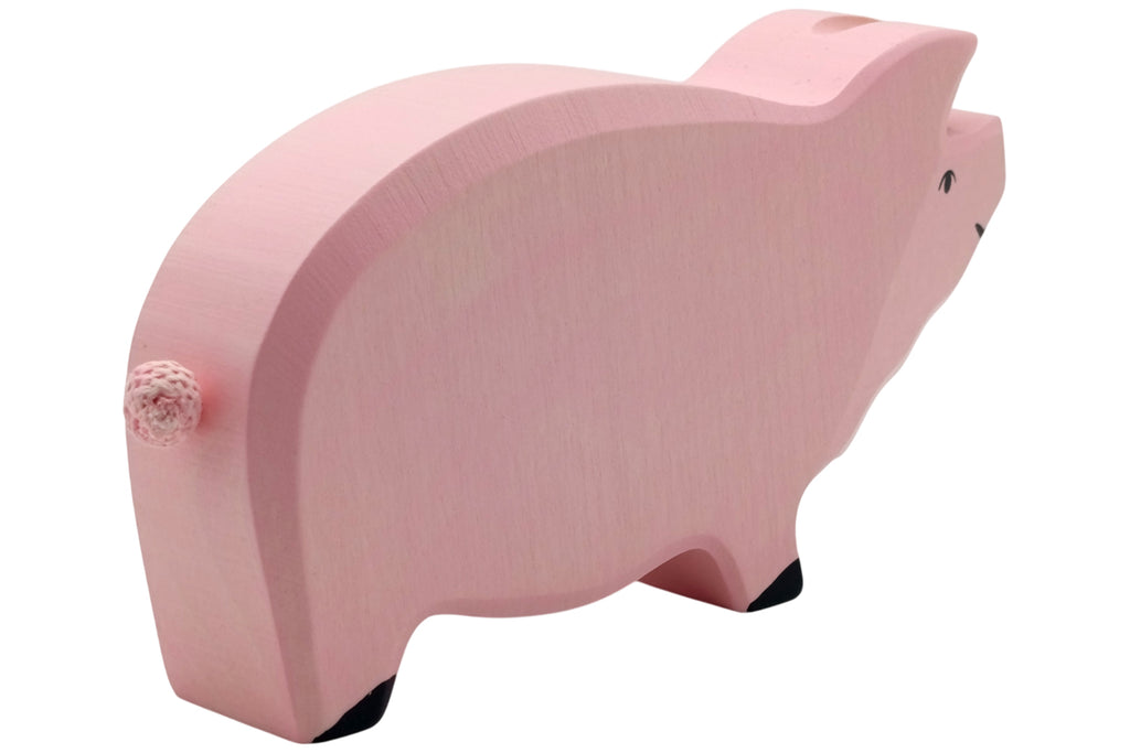 Holztiger Eber Schwein rosa