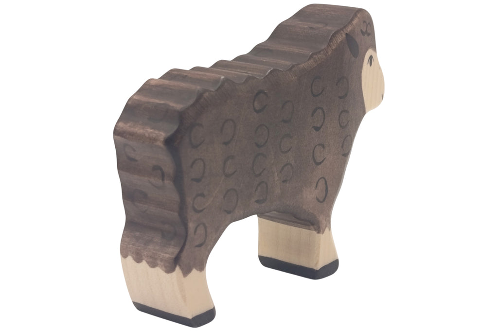 Holztiger Schaf schwarz stehend