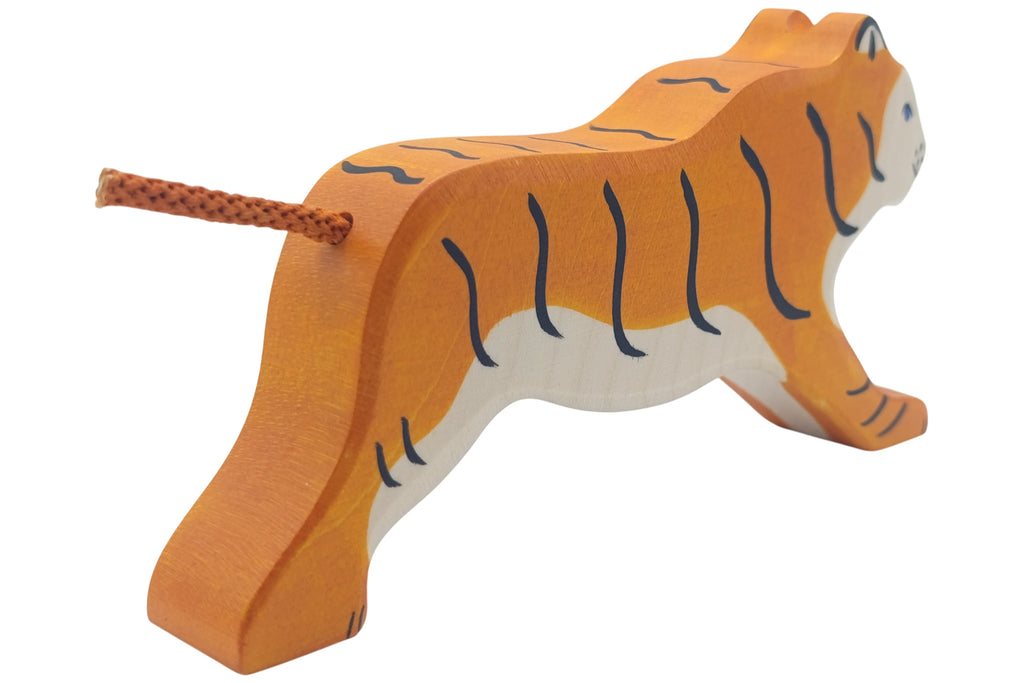 Holztiger Tiger groß laufend