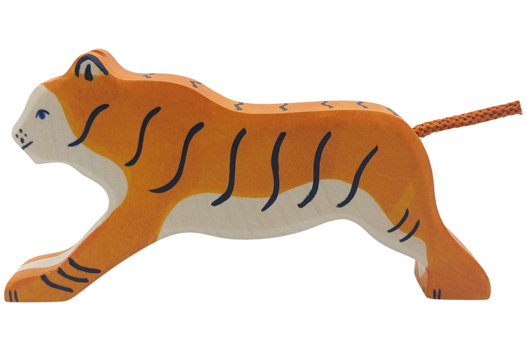Holztiger Tiger groß laufend
