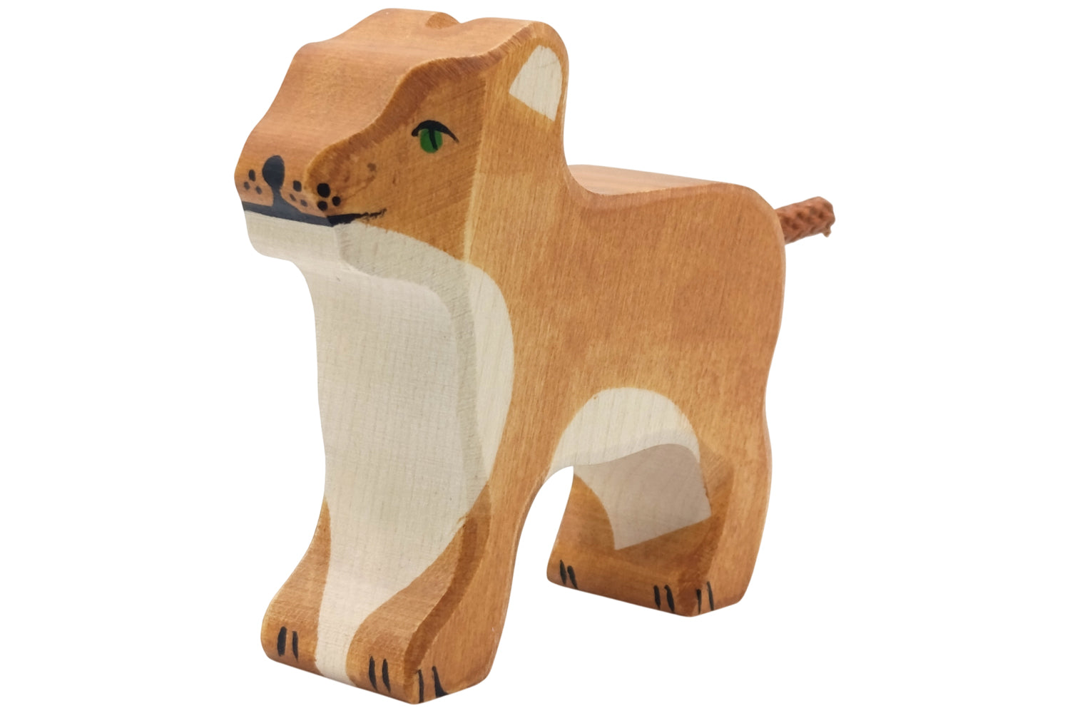 Holztiger Löwe klein stehend