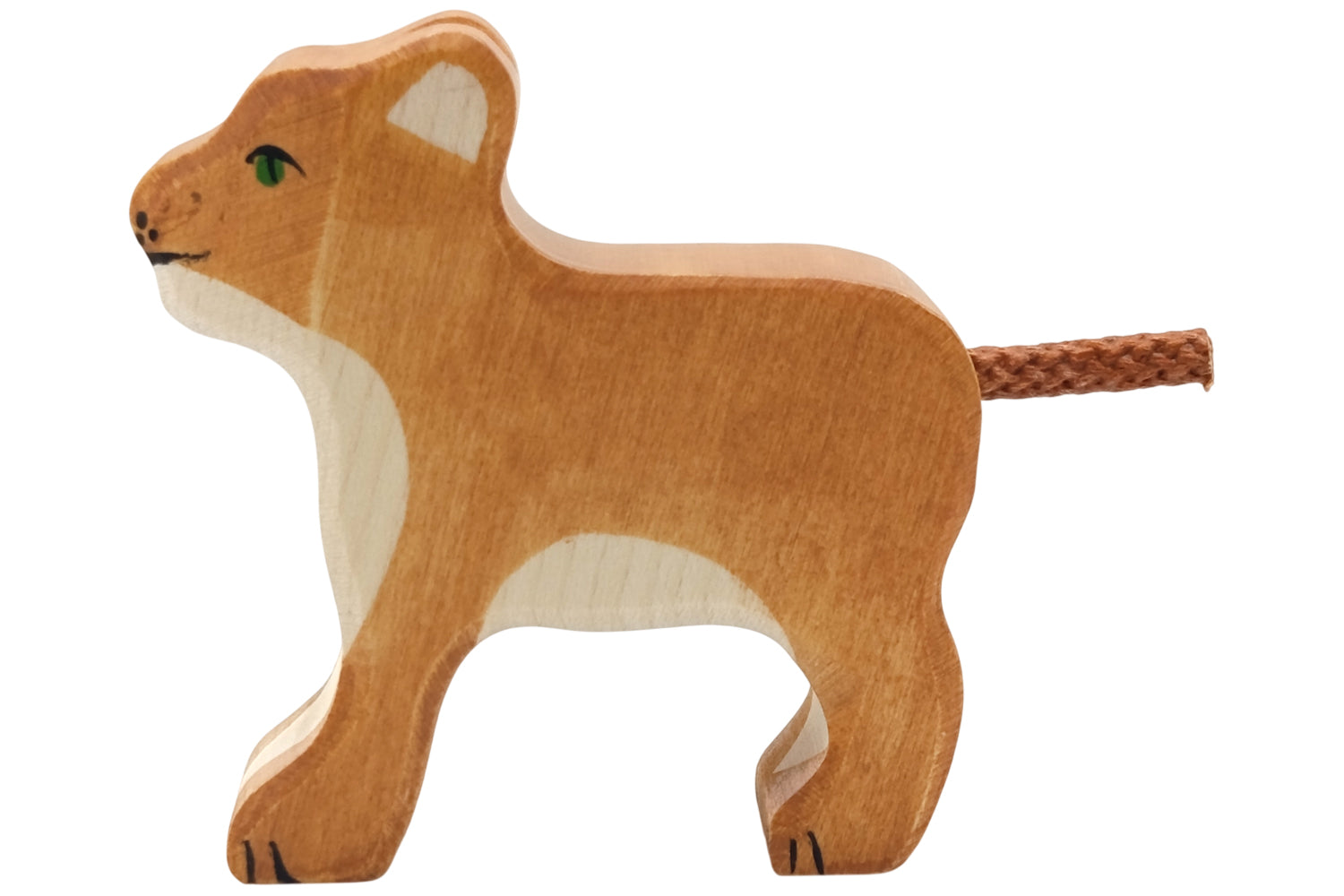 Holztiger Löwe klein stehend