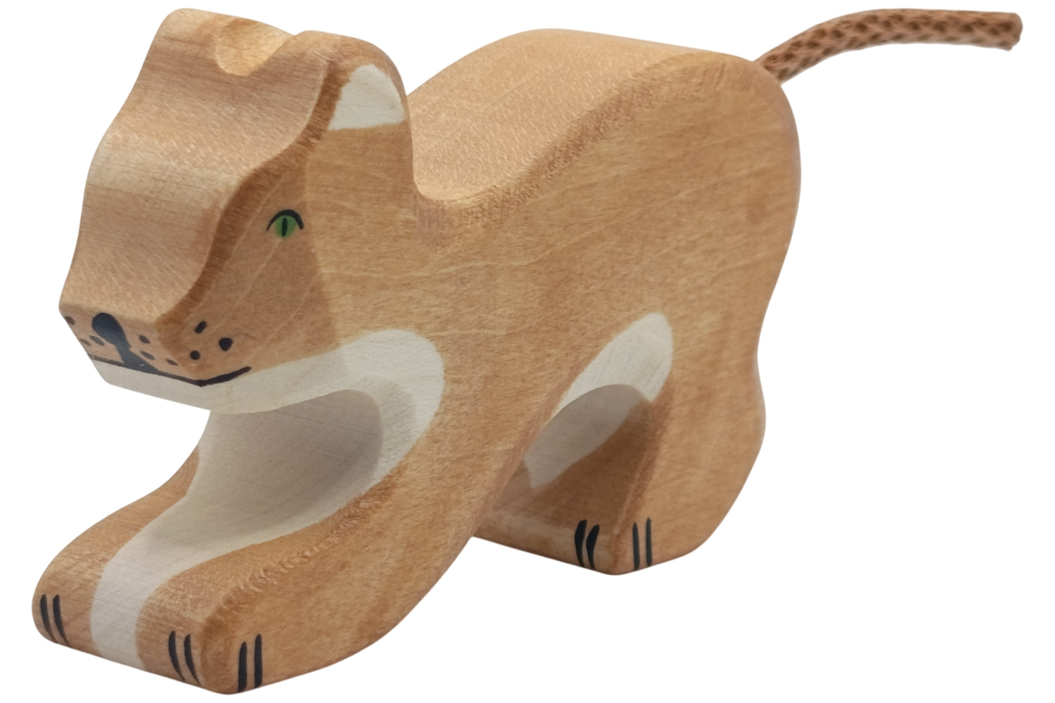 Holztiger Löwe klein spielend