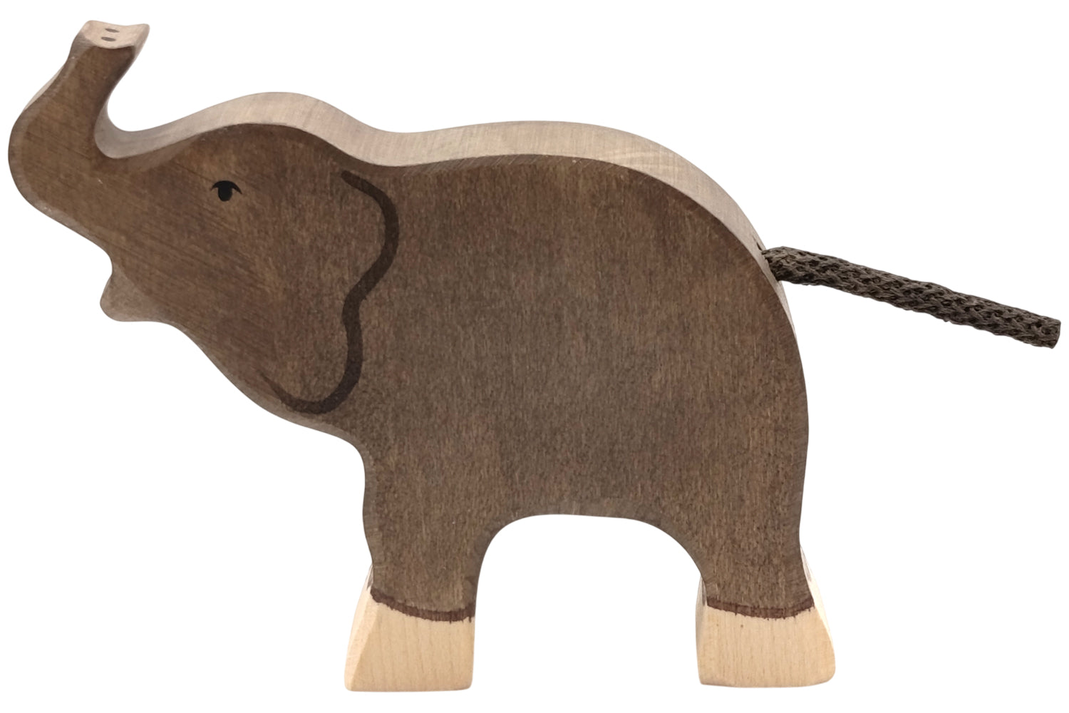 Holztiger Elefant klein Rüssel hoch