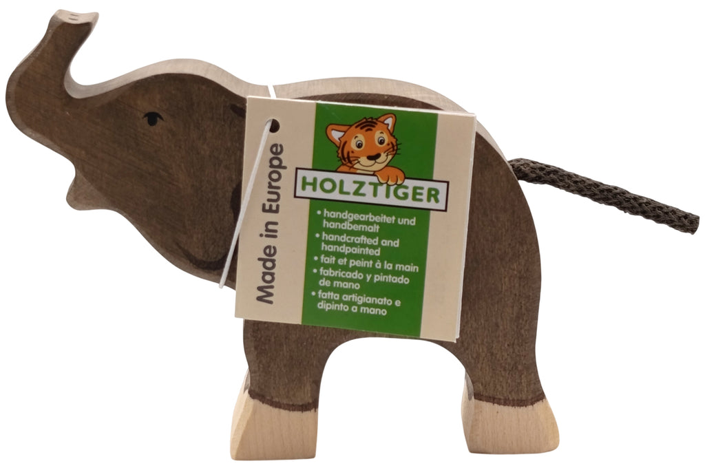 Holztiger Elefant klein Rüssel hoch
