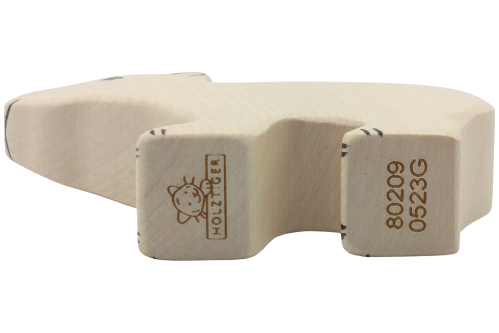 Holztiger Eisbär klein Kopf hoch