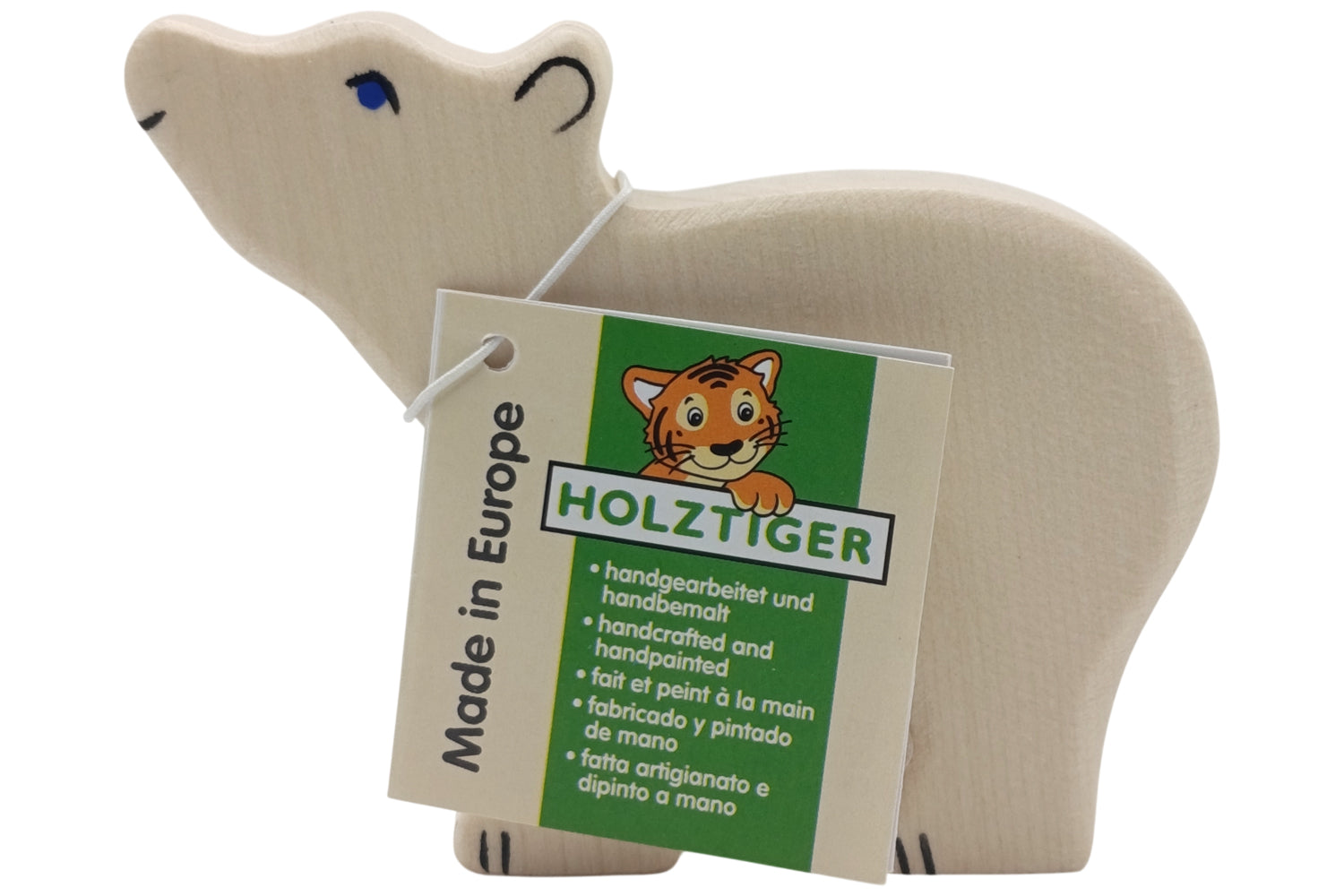 Holztiger Eisbär klein Kopf hoch