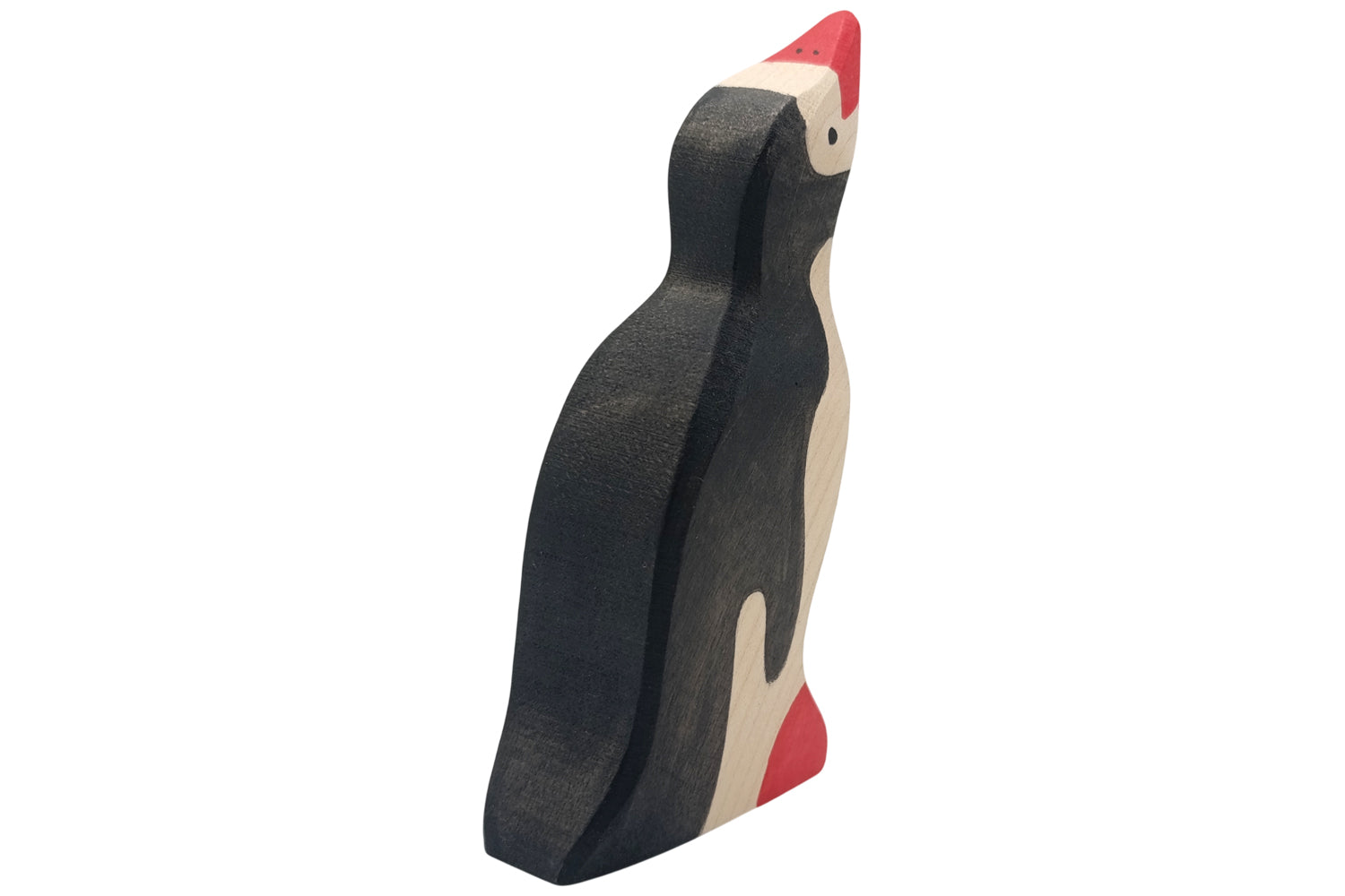 Holztiger Pinguin groß Kopf hoch