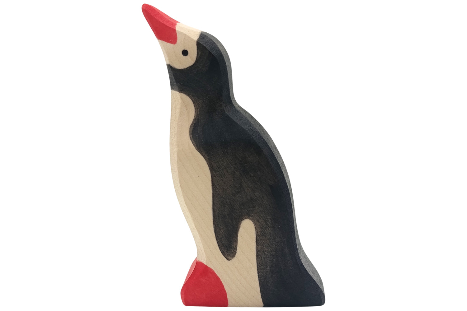 Holztiger Pinguin groß Kopf hoch