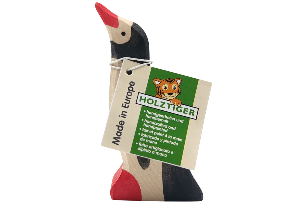 Holztiger Pinguin groß Kopf hoch