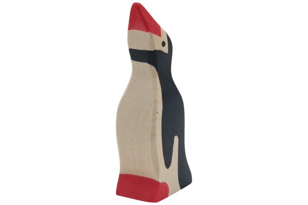 Holztiger Pinguin klein Kopf hoch