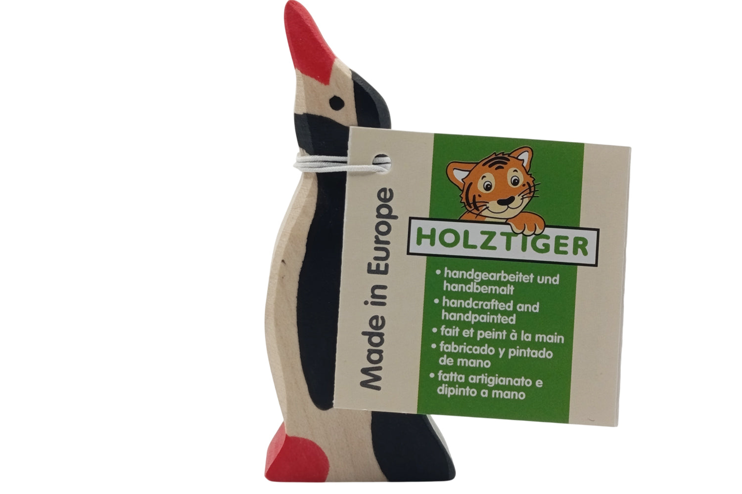 Holztiger Pinguin klein Kopf hoch