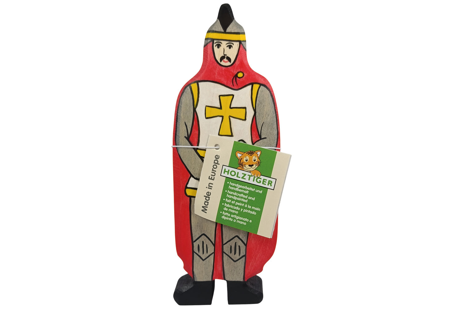 Holztiger Figur Ritter mit rotem Mantel