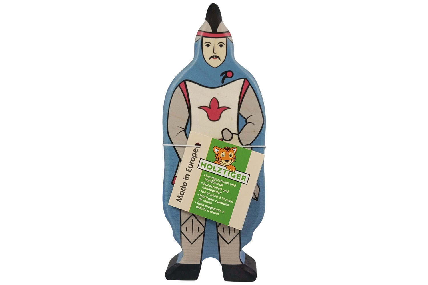 Holztiger Figur Ritter mit blauem Mantel