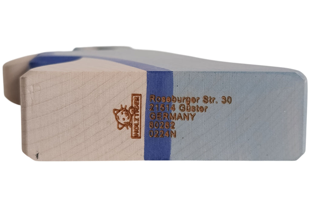 Holztiger Krippenfigur Caspar blau