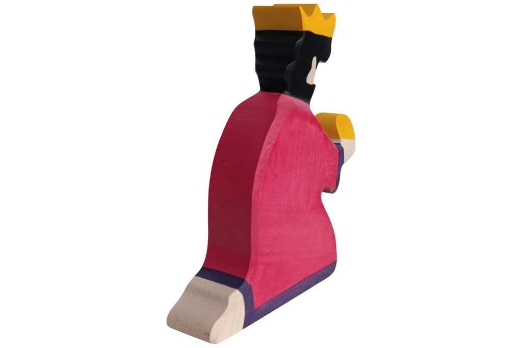 Holztiger Krippenfigur Balthasar rot