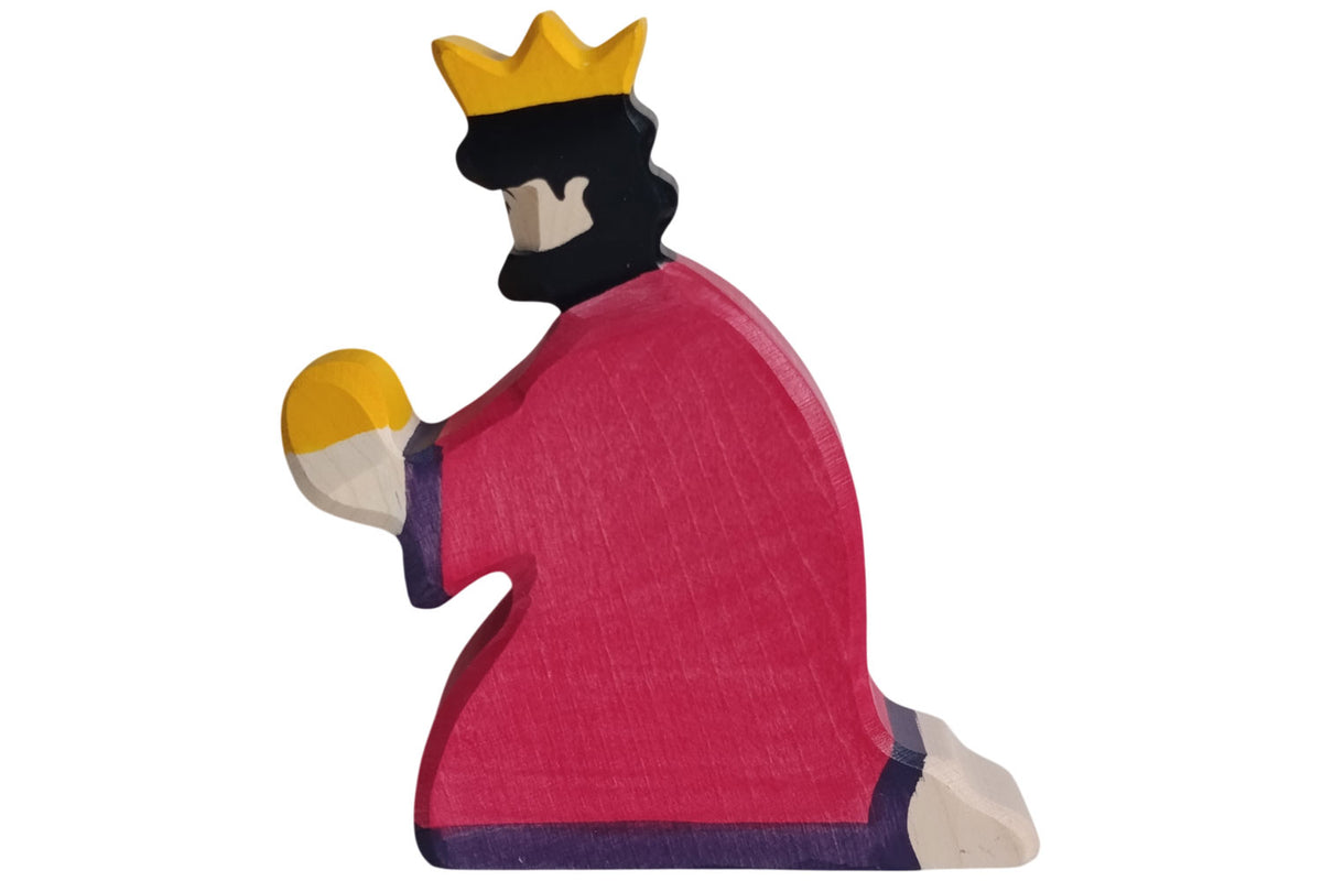 Holztiger Krippenfigur Balthasar rot