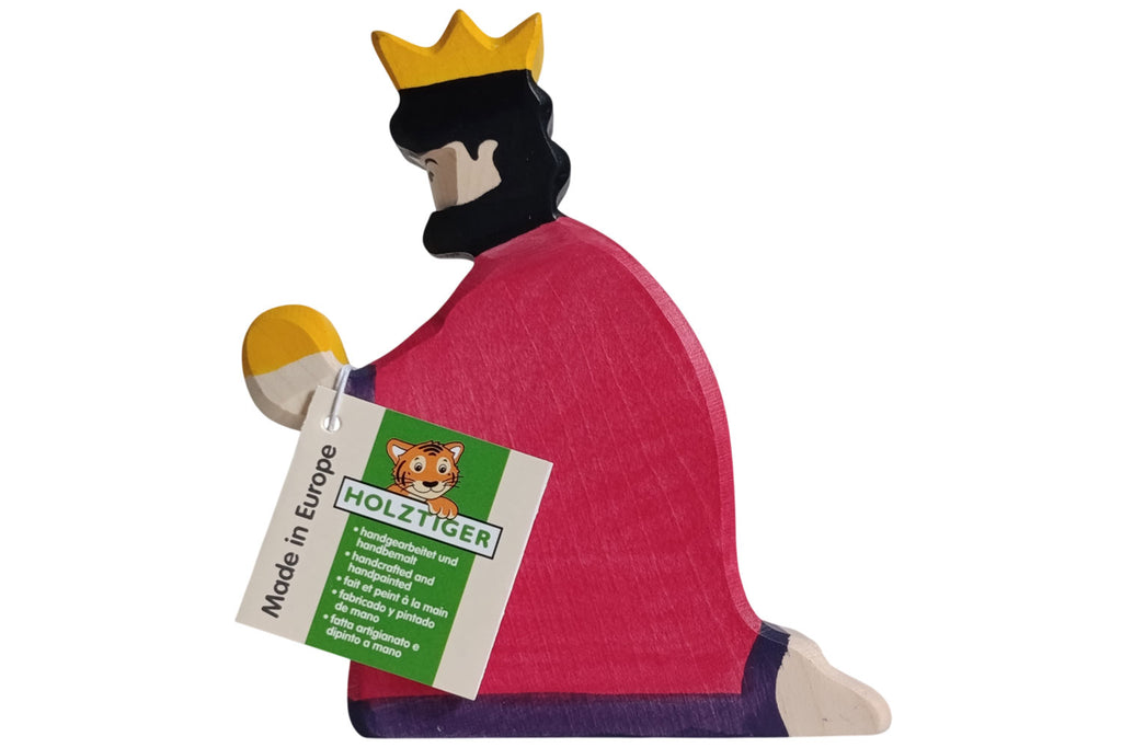 Holztiger Krippenfigur Balthasar rot