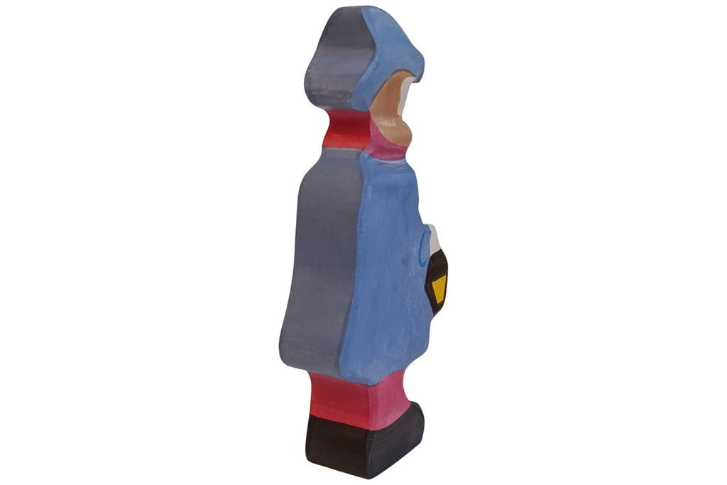 Holztiger Figur Hirte mit Lampe