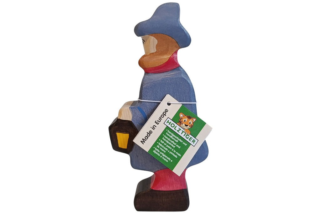 Holztiger Figur Hirte mit Lampe