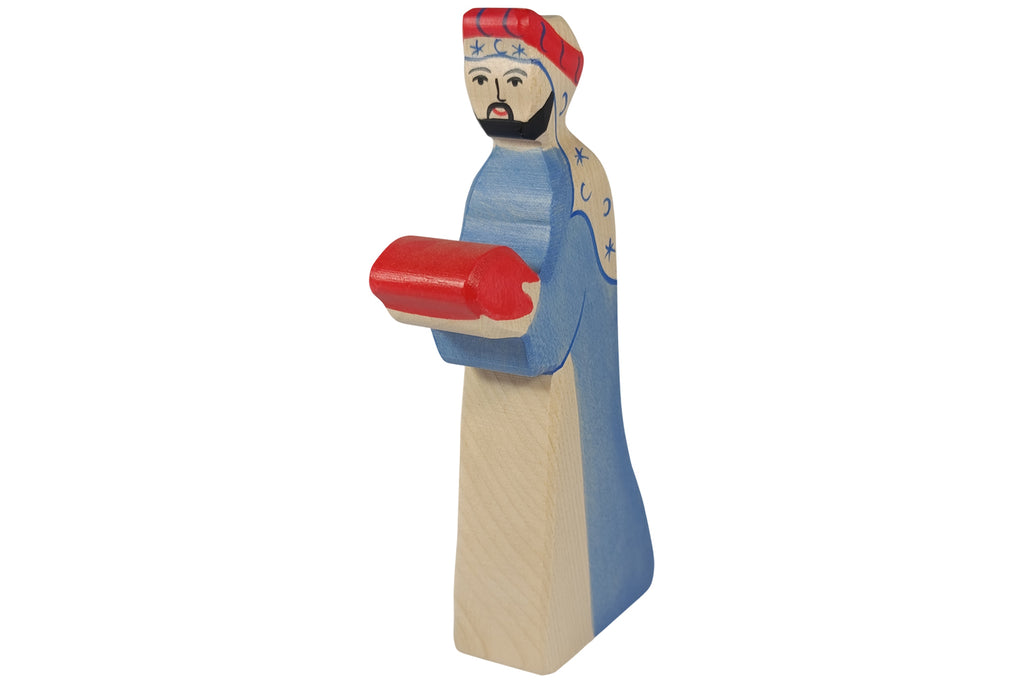 Holztiger Krippenfigur Melchior 2 violett