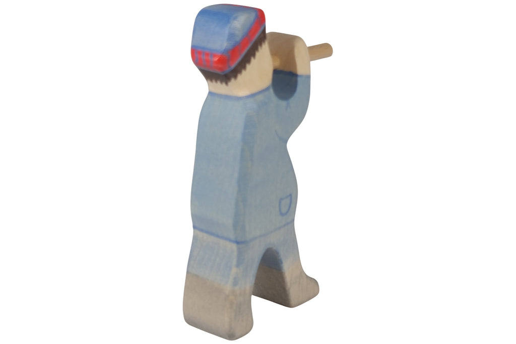 Holztiger Krippenfigur Hirte mit Flöte 2