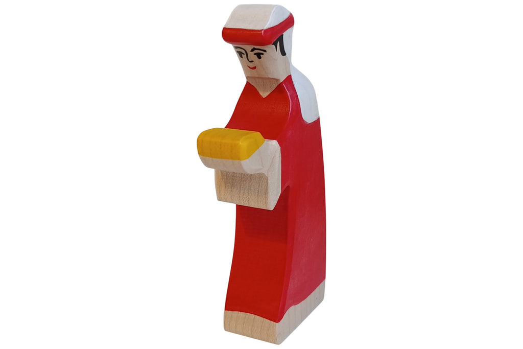 Holztiger Krippenfigur Caspar 3 rot