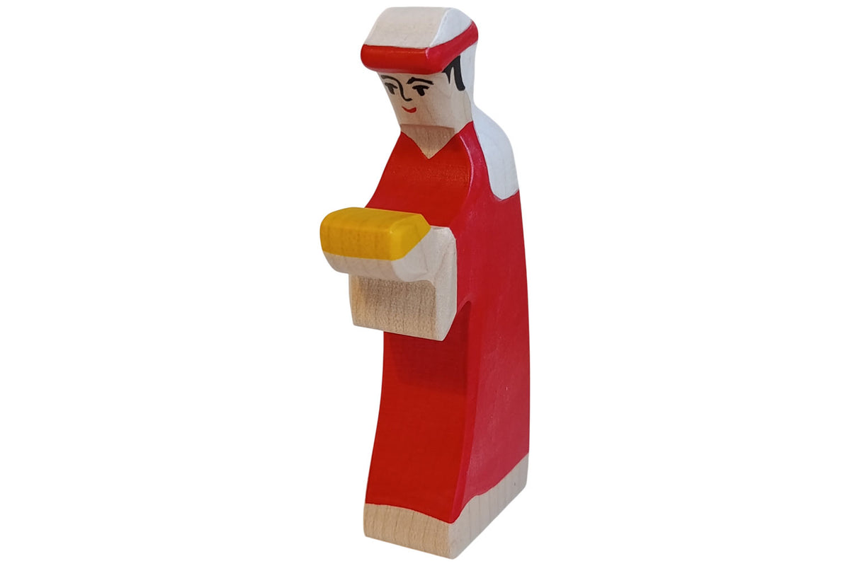 Holztiger Krippenfigur Caspar 3 rot