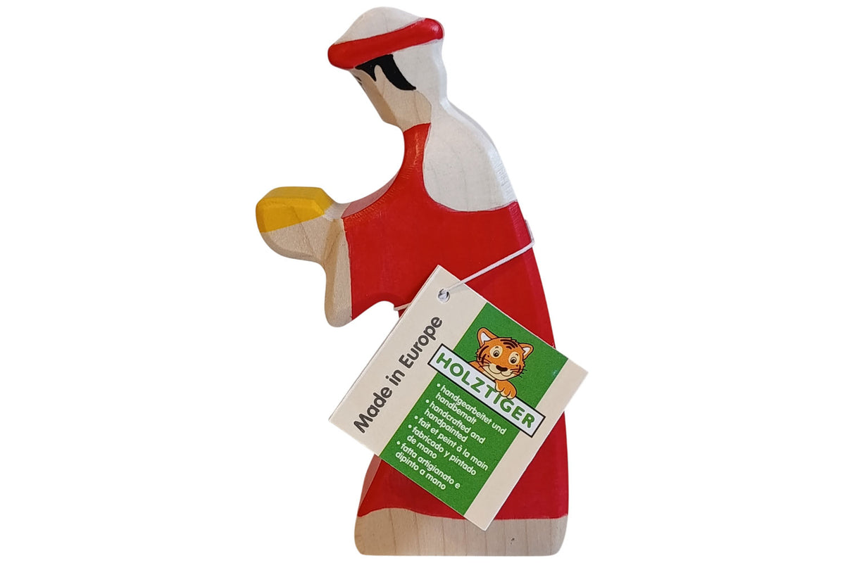 Holztiger Krippenfigur Caspar 3 rot