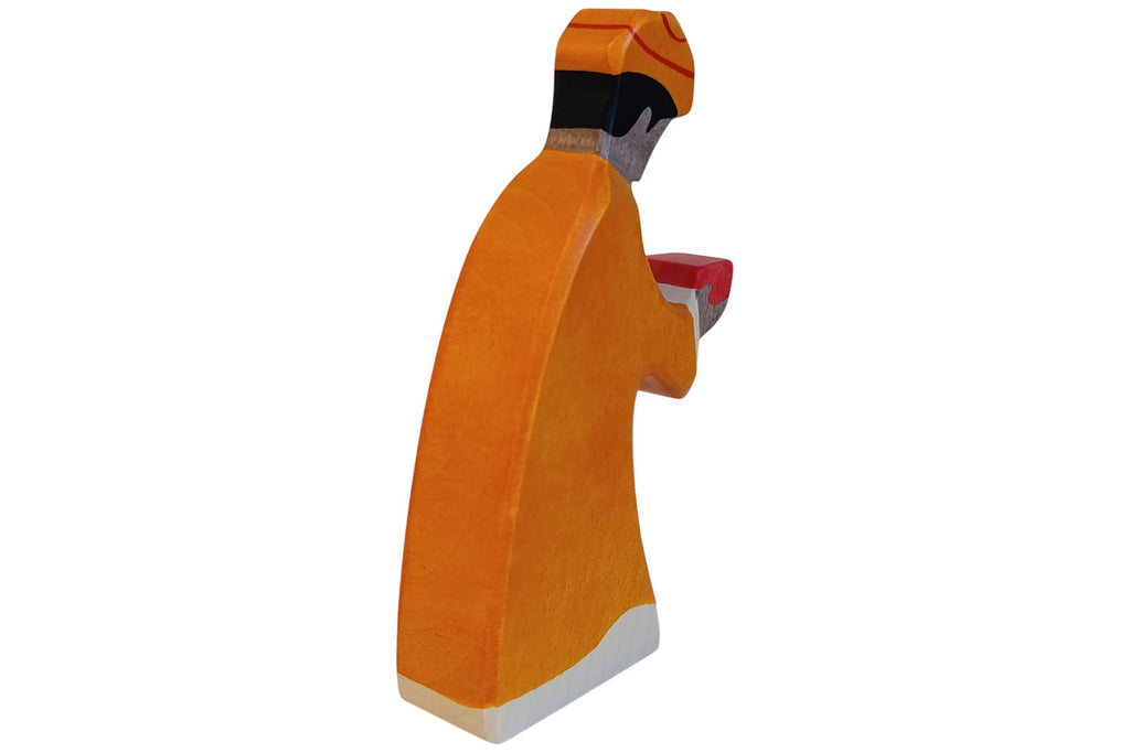 Holztiger Krippenfigur Melchior 3 orange