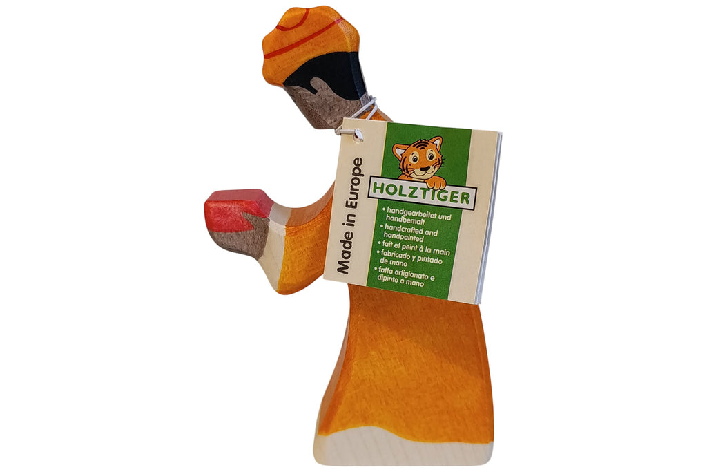 Holztiger Krippenfigur Melchior 3 orange