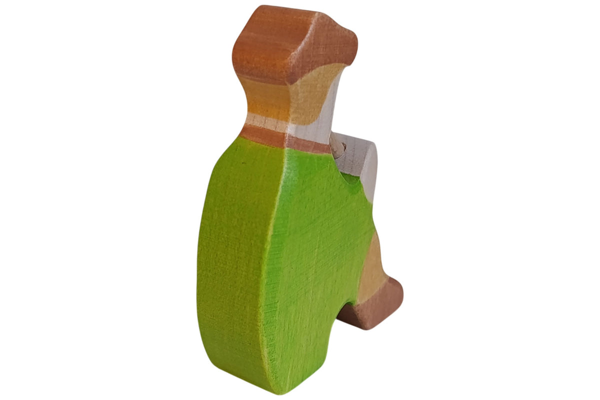 Holztiger Figur Hirte mit Flöte 3 sitzend