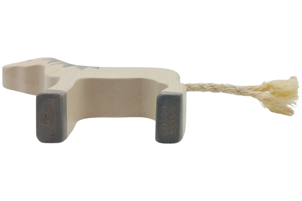 Holztiger Pferd stehend mit graue Mähne