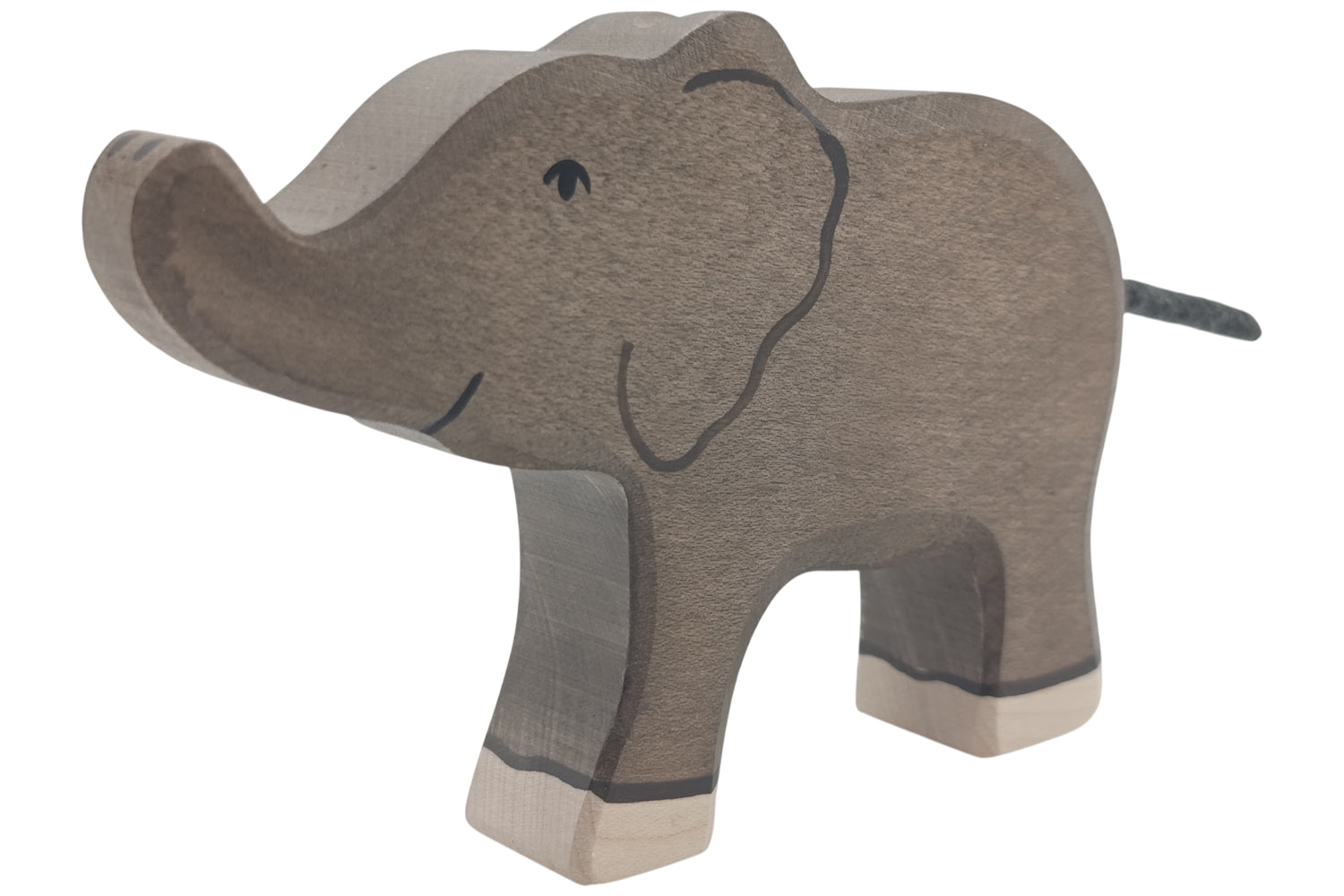 Holztiger Elefant klein Rüssel hoch