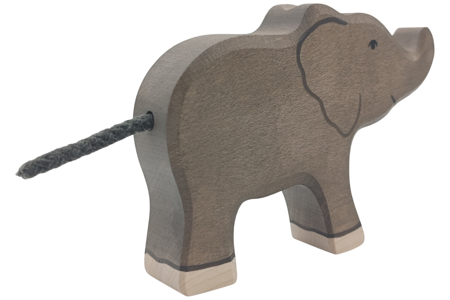 Holztiger Elefant klein Rüssel hoch