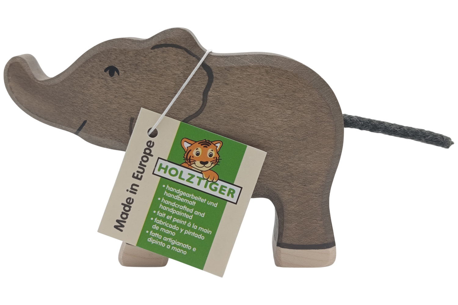 Holztiger Elefant klein Rüssel hoch