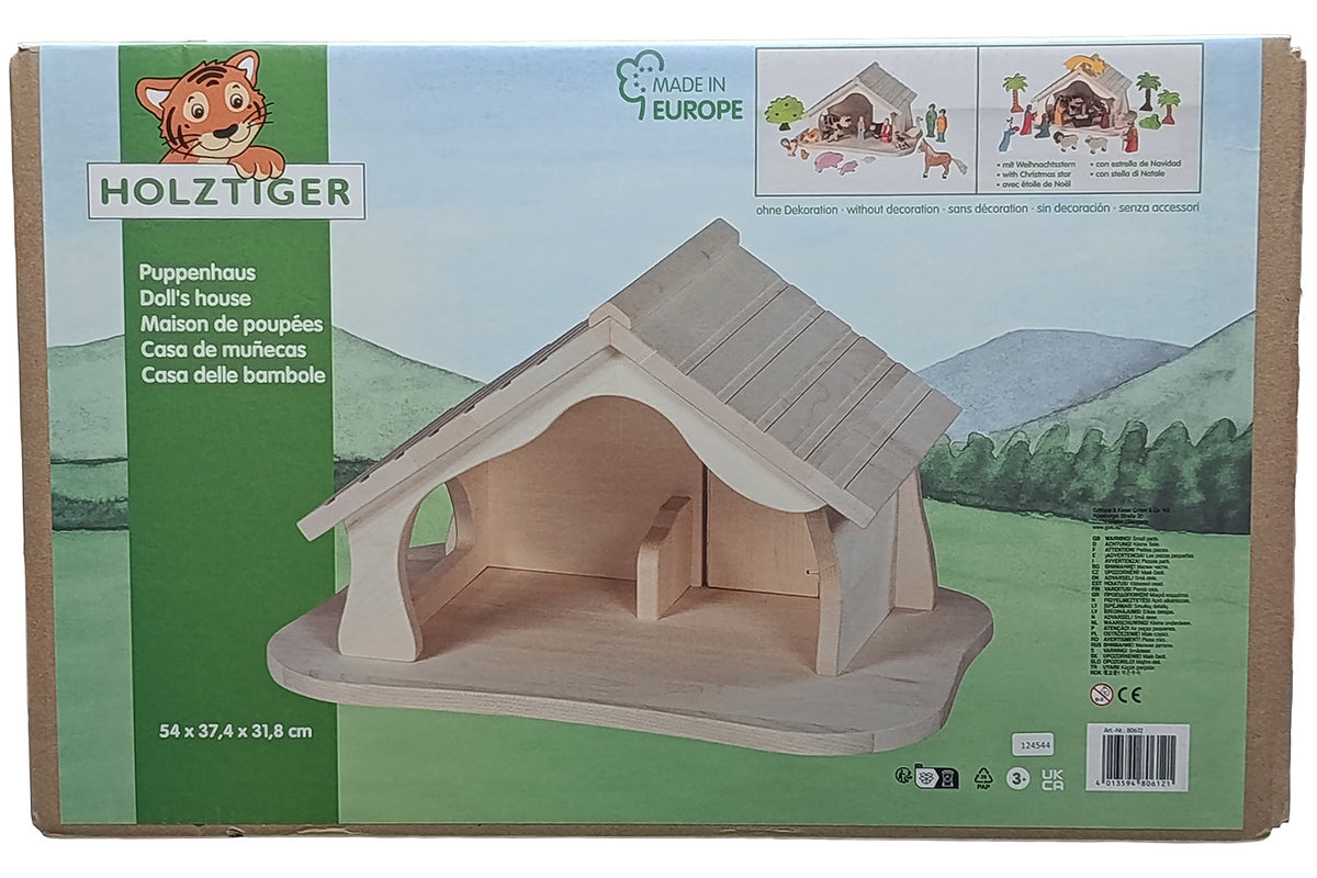 Holztiger Stall / Krippe groß vormontiert