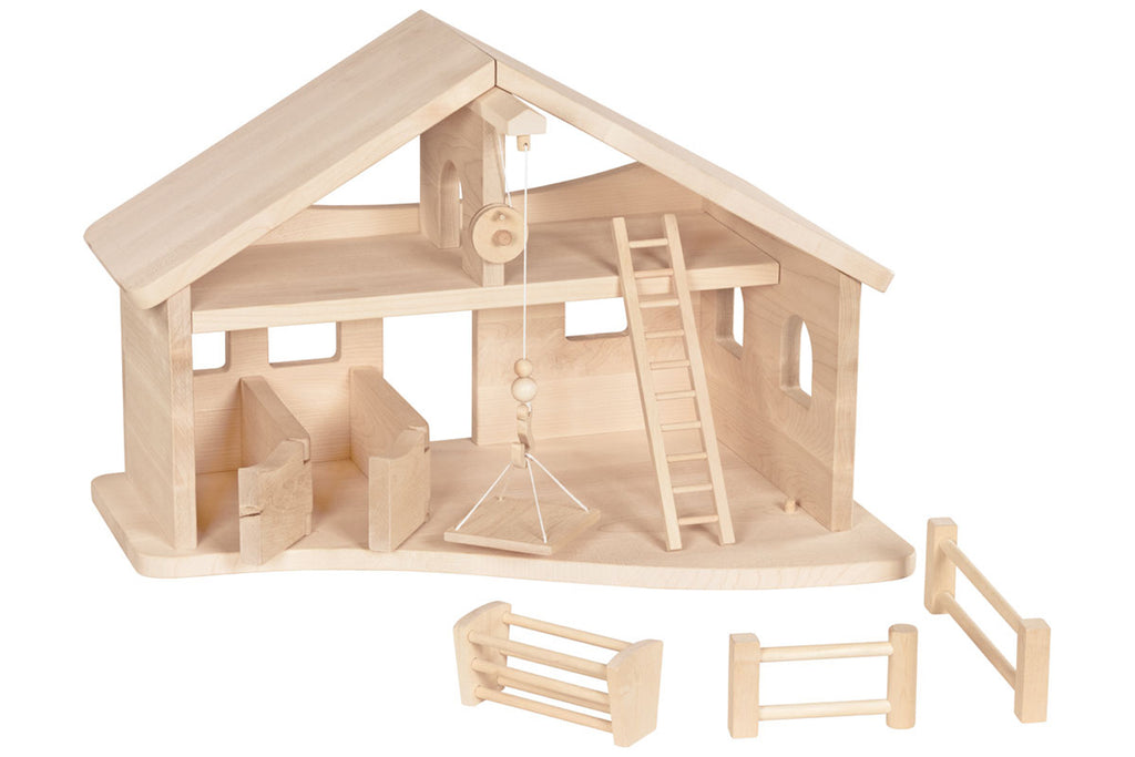 Holztiger Stall mit Seilwinde für Bauernhof