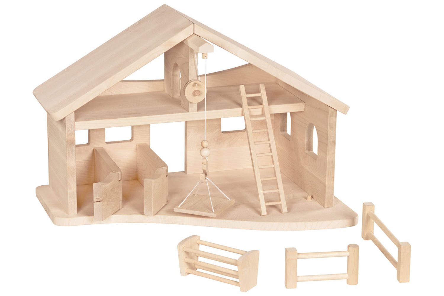 Holztiger Stall mit Seilwinde für Bauernhof
