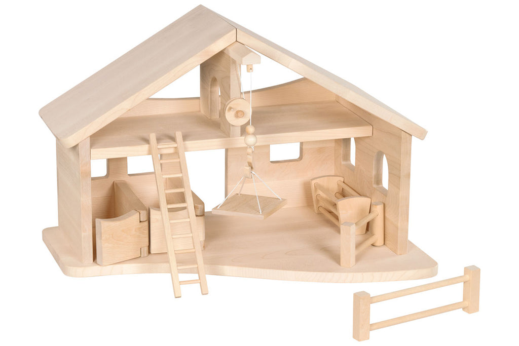 Holztiger Stall mit Seilwinde für Bauernhof