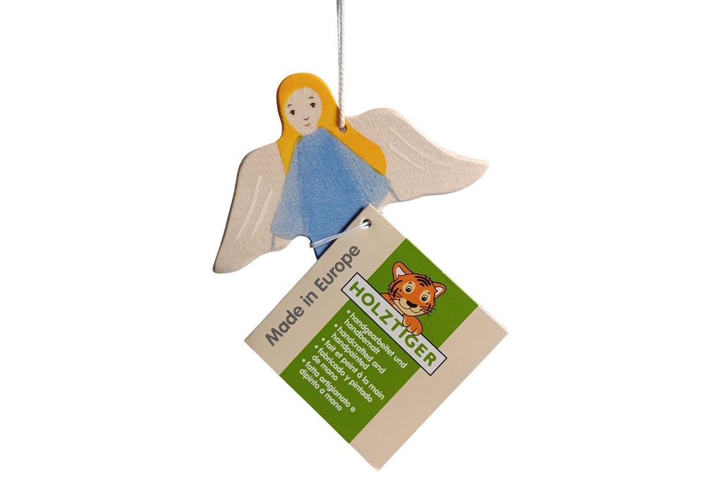 Holztiger Engel / Schutzengel blau