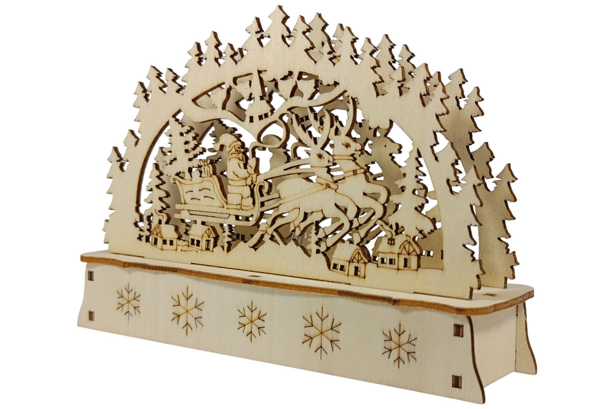 LED Mini Schwibbogen Weihnachtsmann mit Schlitten
