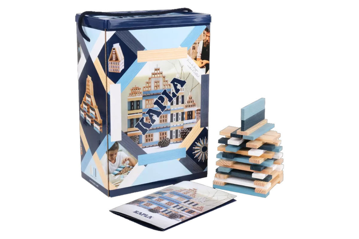 Boîte KAPLA de 200 pièces, hiver, naturel, bleu clair, blanc, bleu foncé